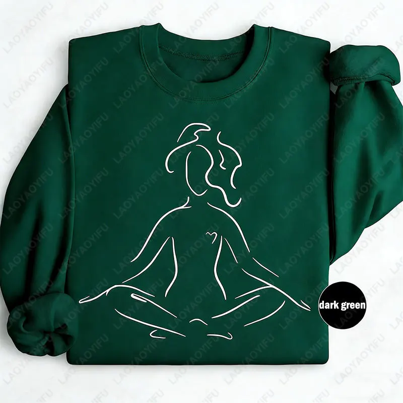 เสื้อโยคะแบบสวมหัว ลาย Namaste สำหรับผู้หญิง เสื้อคอกลมสไตล์เรโทร ตลก ของขวัญสำหรับครูสอนโยคะ เสื้อฮู้ดดี้ Good Vibes สำหรับคนรักโยคะ แฟชั่นแขนยาว