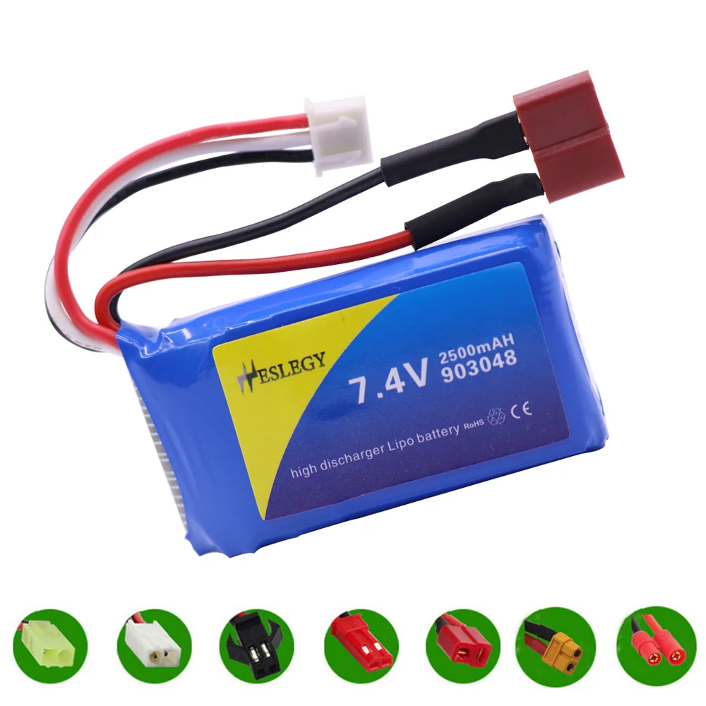 7.4V 2500mAh 903048 2S Lipo BatteryT/JST/SM Plug For Wltoys V353 A949 A959 A969 A979 k929 7.4 V Battery For RC toys Cars parts