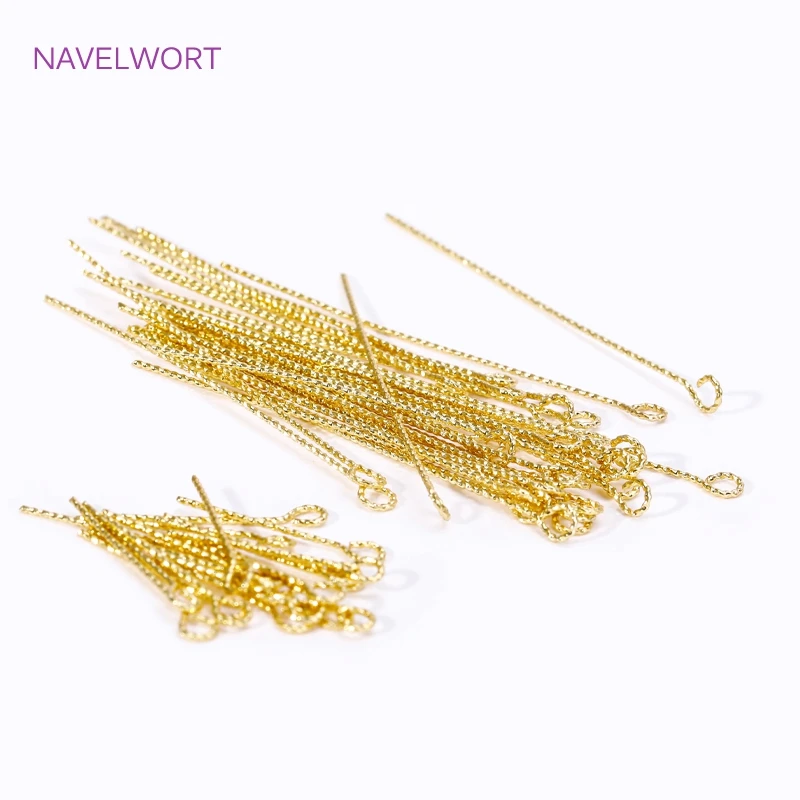 50PCS/lot 18k Gold Plated Brass Eye Head Pins High Quality Metal Eye Pins,For Jewelry Making DIY Jewelry Accessories Supplies