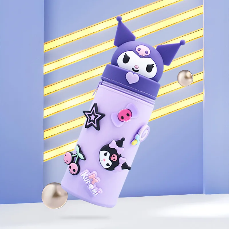 Sanrio Hello Kitty Siliconen Opvouwbare Pennenhouder Voor Twee Doeleinden Melodie Kuromi Cinnamoroll Pen Box Office Opslag Geschenken