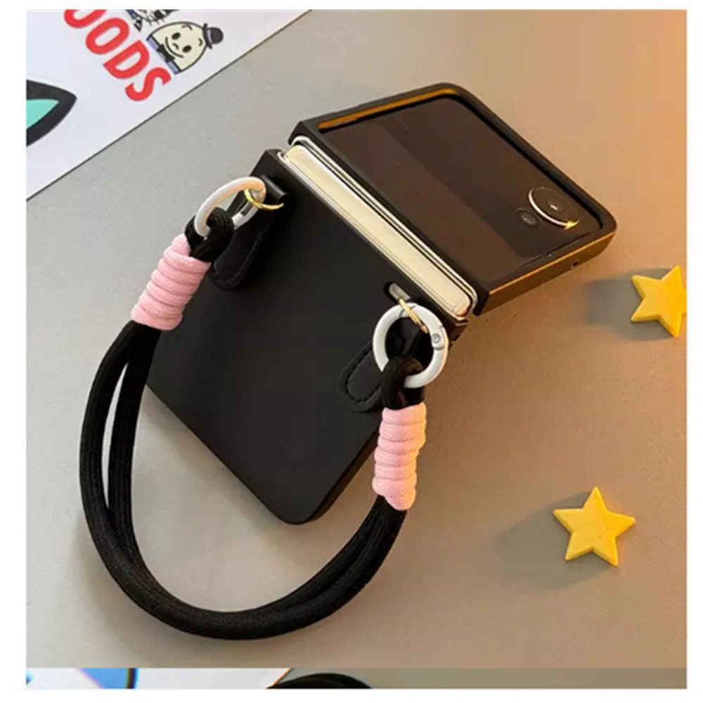 Cute Cartoon Rabbit Ear Bracelet PC Phone Cas For Motorola Razr50 Ultra Case 2024 Moto Razr40 Ultra Cover Razr40ultra