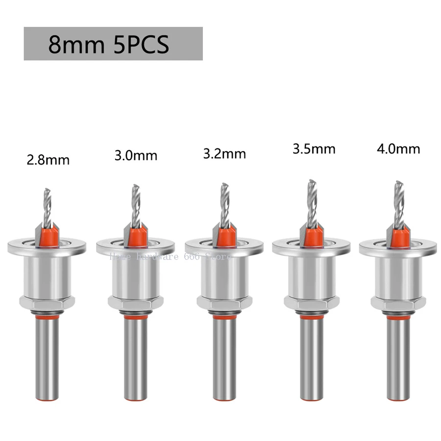 5-Piece Set of Adjustable Countersink Drill Taper Hole Drill Screw Ladder Drill Self-Tapping Screw Alloy Head Wood Installation