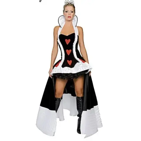 Sexy Queen of Hearts Costume Women Adult Alice In Wonderland Halloween Party Cosplay Fancy Dress Witch Vampire Devil Costume