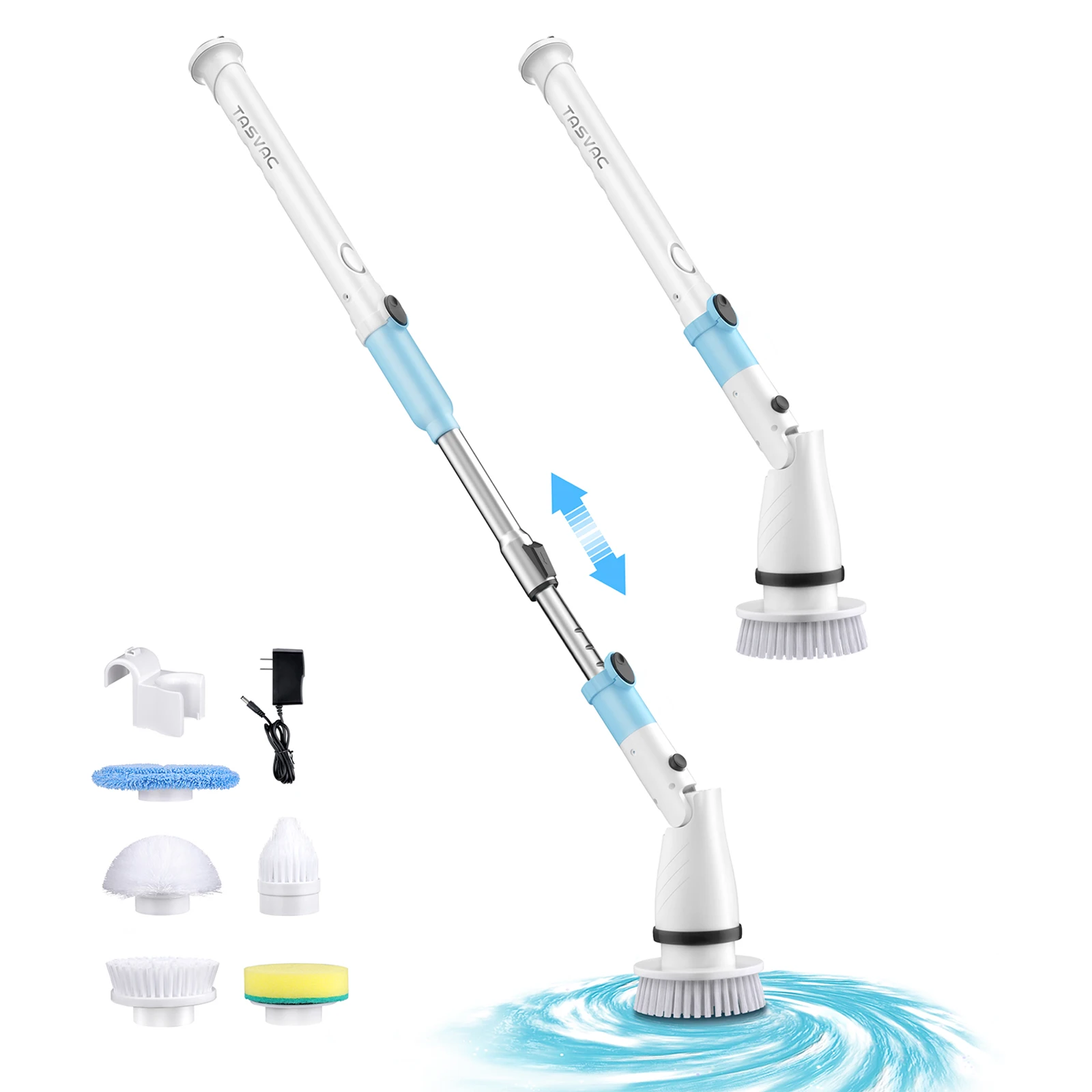 

TASVAC Electric Spin Scrubber, Cordless Cleaning Brush with 5 Replaceable Brush Heads, for Bathroom, Tub, Tile, Floor, Kitchen