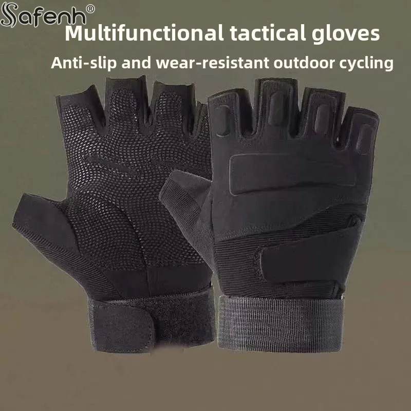 1 زوج في الهواء الطلق التكتيكية نصف اصبع قفازات الرياضة قفازات نصف اصبع الرجال النساء القتالية اطلاق النار الصيد اللياقة البدنية أصابع قفازات