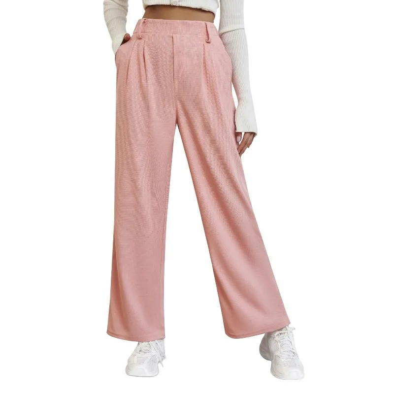 

Повседневные брюки больших размеров, женские брюки с высокой талией, женские модные повседневные однотонные широкие эластичные брюки