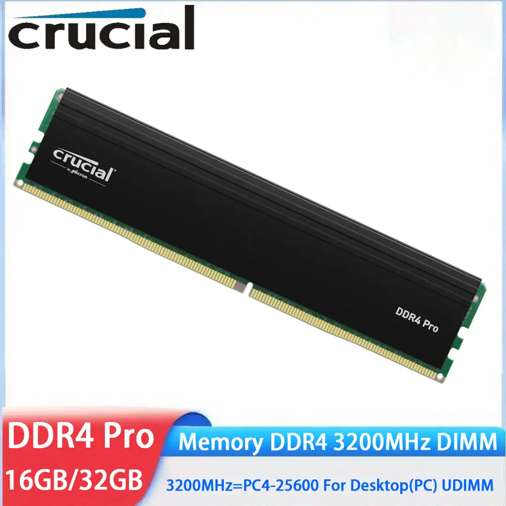 

Crucial Memoria RAM DDR4 16GB 32GB 3200MHz Desktop Memory DDR4 3200MHz UDIMM 288Pin 1.2V PC4-25600 For Intel and AMD Ryzen RAMs