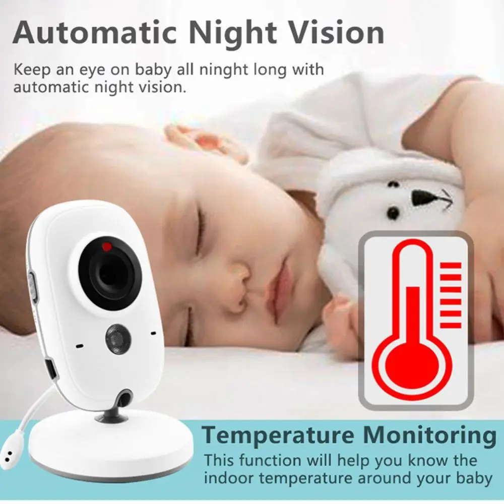 3.5 Inch Wireless Video Baby Monitor Auto Night Vision Temperature Monitoring Baby Nanny Security Camera with Lullabies