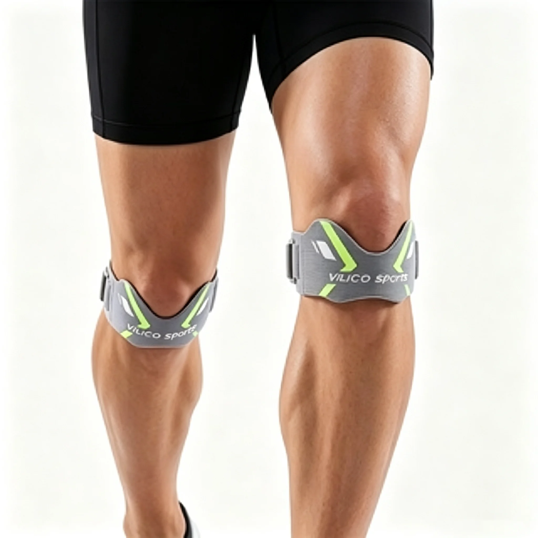 1PR Adjustable Silicone Patellar Tendon Strap, Patella Knee Band Knee Support Protector for Running Cycling Gym Sports