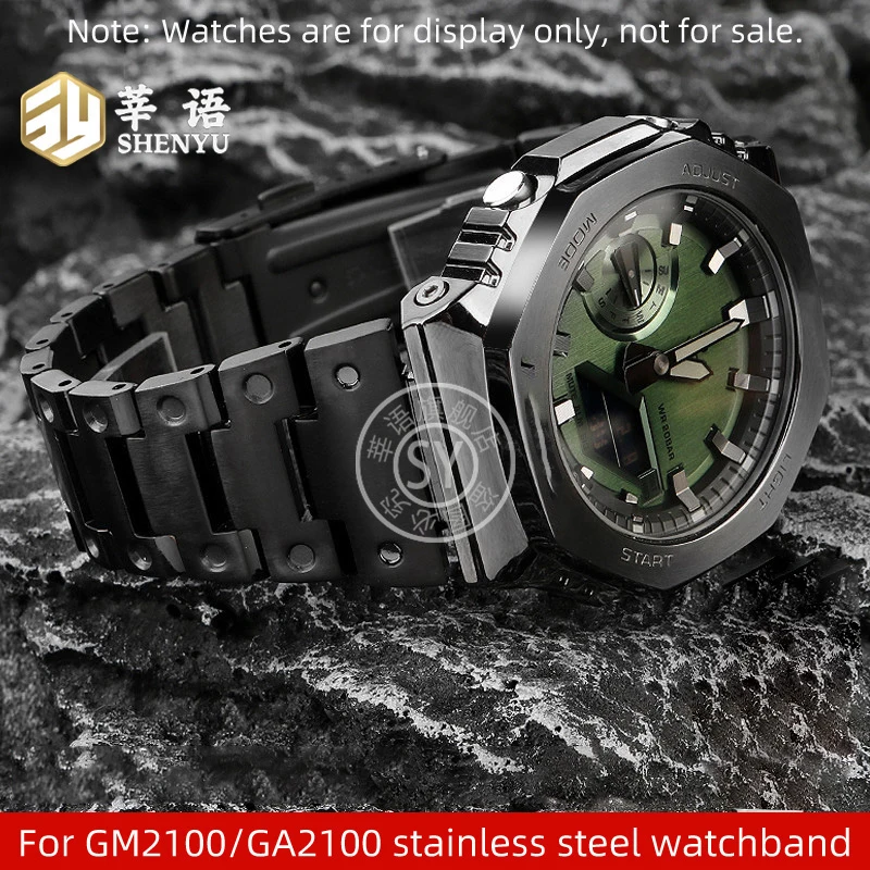 GA-2100 watchband For Casio G-SHOCK GM2100 GA2100 watch change the solid stainless steel metal strap black silver gold bracelet