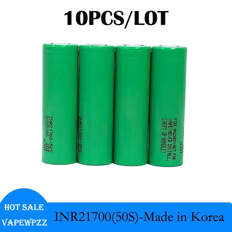 

10pcs Made in Korea Original INR21700-50S 50S 21700 Battery 25A 3.7V 5000mah High Capacity Li-ion Battery Rechargable Batteries