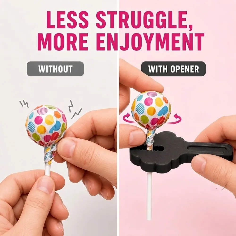 2Pcs Plastic Lollipop Opener with Keychain Labor Saving Scratch Resistant Candy Wrapper Remover Integrated 3D Printing