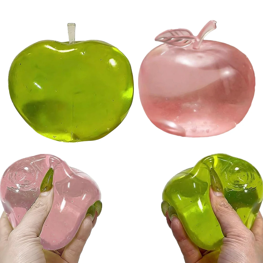 Pelota Antiestrés de Manzana Verde Blanda, Transparente, de Rebote Lento, Juguete Sensorial para Aliviar el Estrés, para Adultos y Niños, Regalo