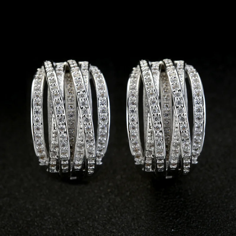 14K Gold Valuable High Carbon Diamond Hoop Earring Party Wedding Earrings for Women Bridal Engagement Jewelry Gift - view 6