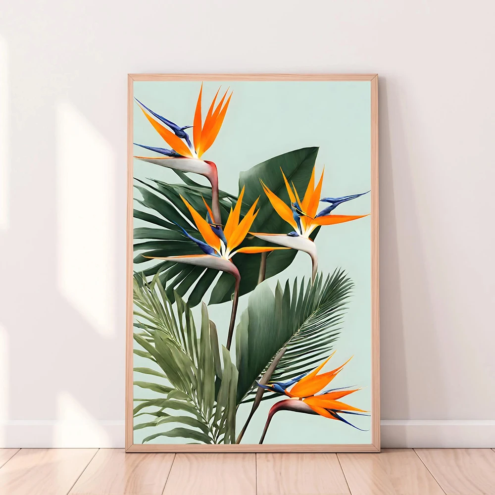 Bird Paradise Strelitzia - Bird of Paradise Wall Arts,Strelitzia ดอกไม้พิมพ์พฤกษศาสตร์สมัยใหม่,ตกแต่งบ้านที่มีชีวิตชีวา,ของขวัญที่สมบูรณ์แบบสําหรับคนรักพืช,ไม่มีกรอบ
