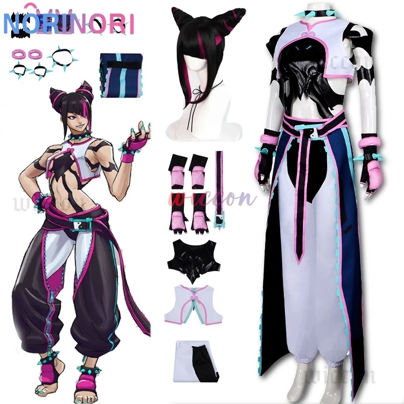 OW x SF Collaboration Kirikoo Juri Han Cosplay Street Fighter Costume Women Sexy Wig Halloween Outfit 한주리