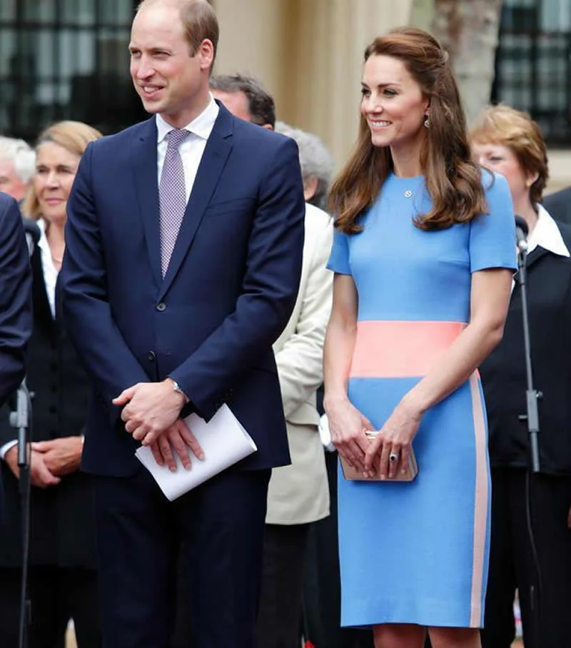 New Summer Women Blue Midi Dress Kate Middleton Princess Patchwork Dresses Short Sleeve O-Neck Work Lady Dresses Size XXXXL view 3