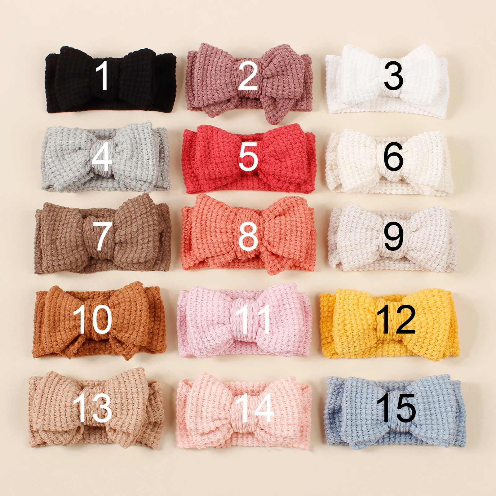 30pc/lot Newborn Wool Knit Headband Baby Waffle Turban Girls Elastic Hairbands Children Girls Hair Accessories Kid Headwear