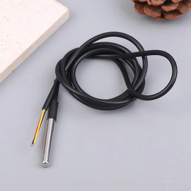 Ds18b20 à prova d'água encapsulado aço inoxidável ds18b20 18b20 sensor de temperatura cabo de sonda de temperatura comprimento 1m para ard