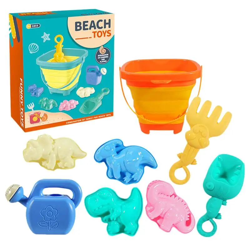 

8PCS Beach Sand Play Water Set Folding Bucket Summer Toys for Children Kids Outdoor Game Sandbox Accessories