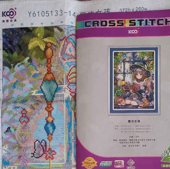 Imagem -04 - Magical Girl Pré-impresso Cross Stitch Bordados Grupo Artesanato Artesanal Floss Needle Crafts 97 Cores 18ct 11ct 14ct 56x76cm