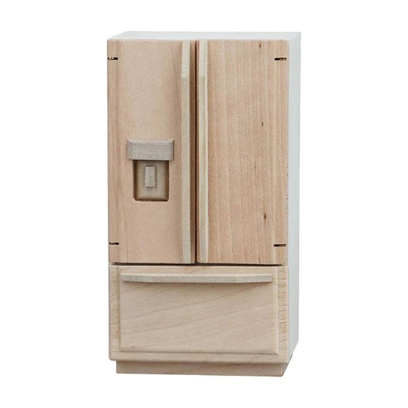 

1/12 Scale Dollhouses Accessory Miniature Fridge Wooden Furniture Model Figurine For Realistic Scene Display Decors