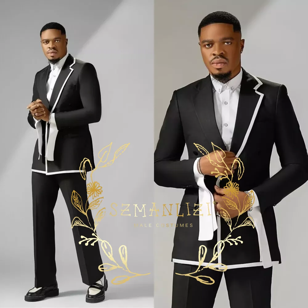 

classic color (suit trousers) wedding suit Fashion business handsome casual 2-piece set trajes para hombre suits for men ،
