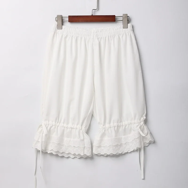 Slip victorien en dentelle pour femmes et filles, culotte bouffante Lolita, culotte élastique vintage, short Aliments blanc