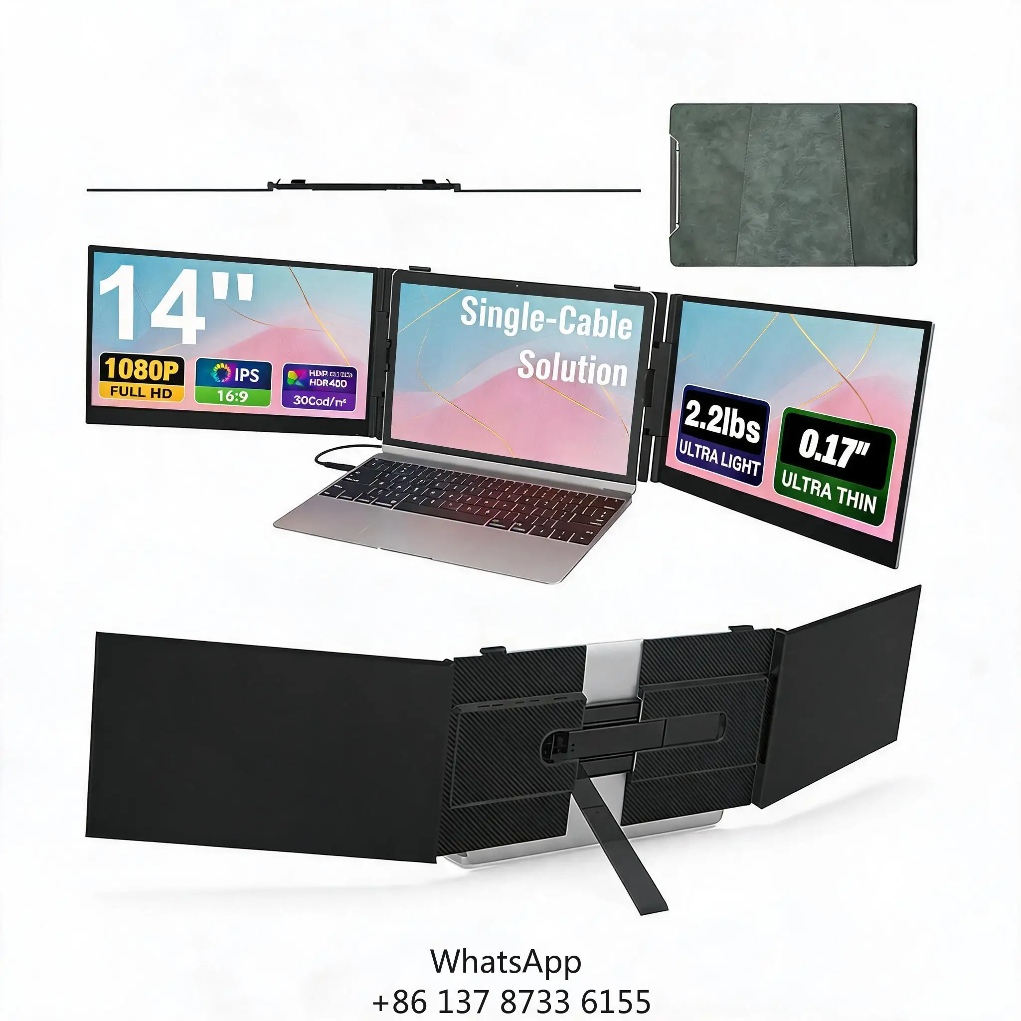 14-inch One Cable Connect Vertical Lcd Display Advertising Monitor Second Screen For Laptop External Display For Work From Home