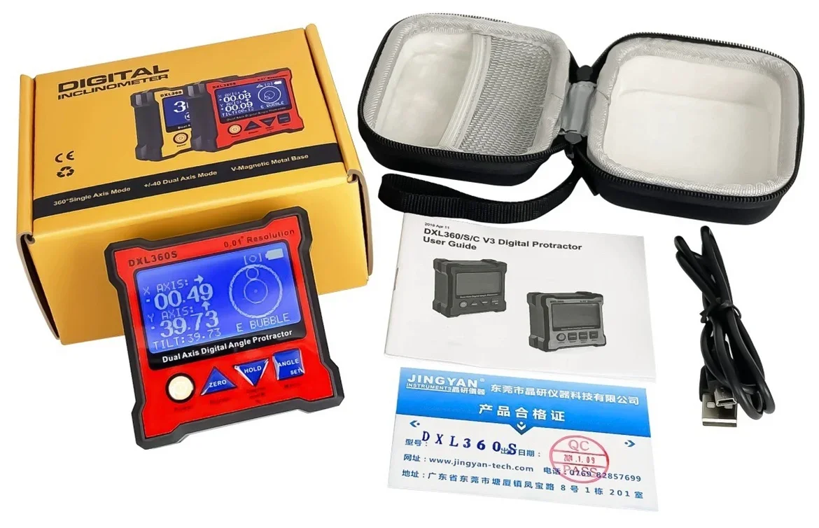 Electronic level with magnetic angle gauge, angle measuring box, high-precision dual axis digital inclinometer DXL360S