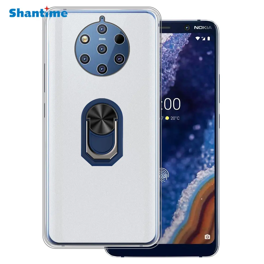 Luxury Shockproof Ring Holder For Nokia 9 Pureview Case Soft Silicone TPU Protective Holder Cover