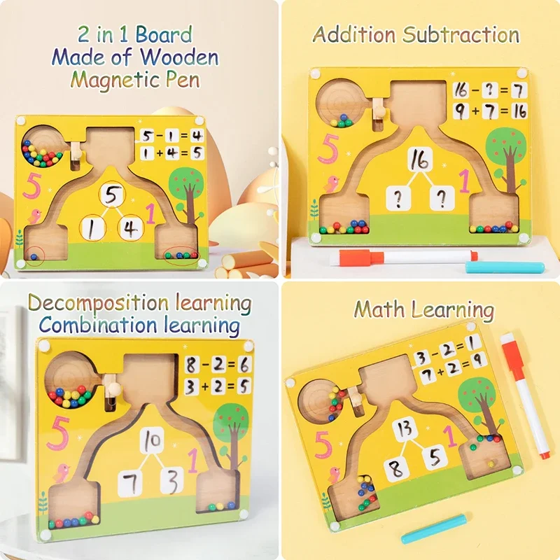 Magnetic Arithmetic Math Games Montessori Parish Wooden Toy Color Cognition Preschool Counting Learning Children Educational Toy