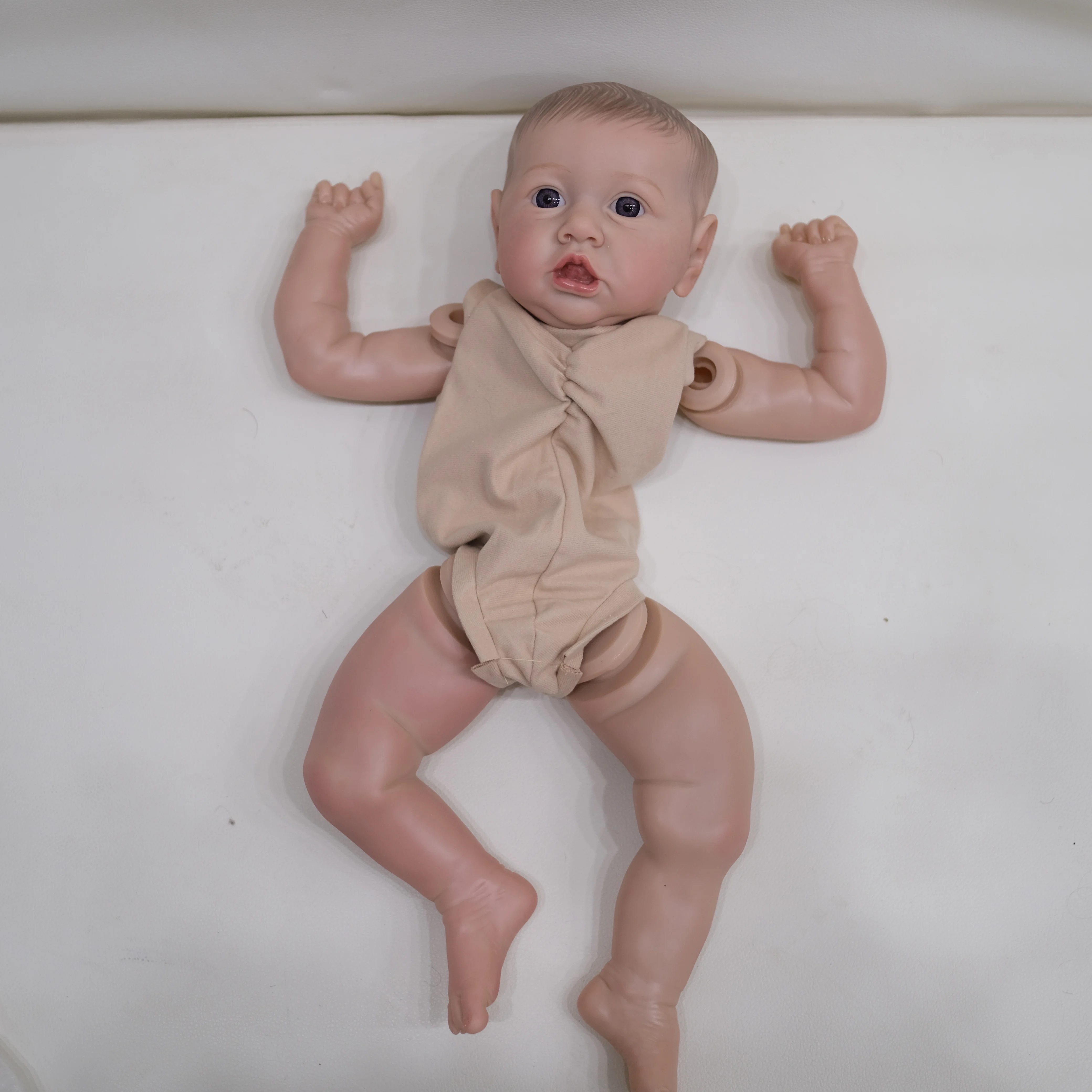 NPK 22inch Lifelike Reborn Doll Kit Saskia - Newborn Painted Unfinished Doll Parts with Hand Drawn Hair for Collectors
