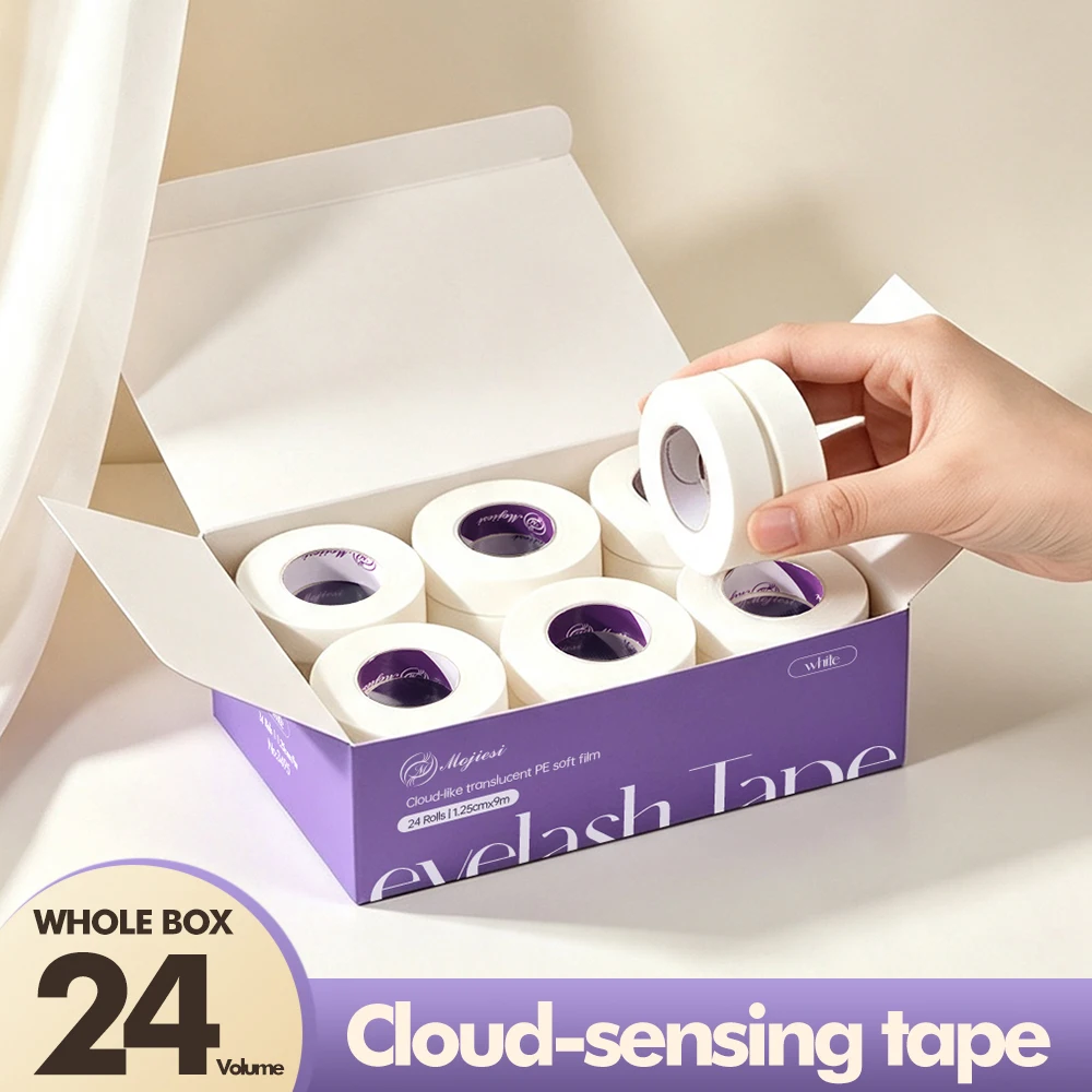 24 Rolls Breathable Eyelash Extension Tape Ultra-Soft Translucent PE Lash Tape for Sensitive Skin, Professional Isolation Supply