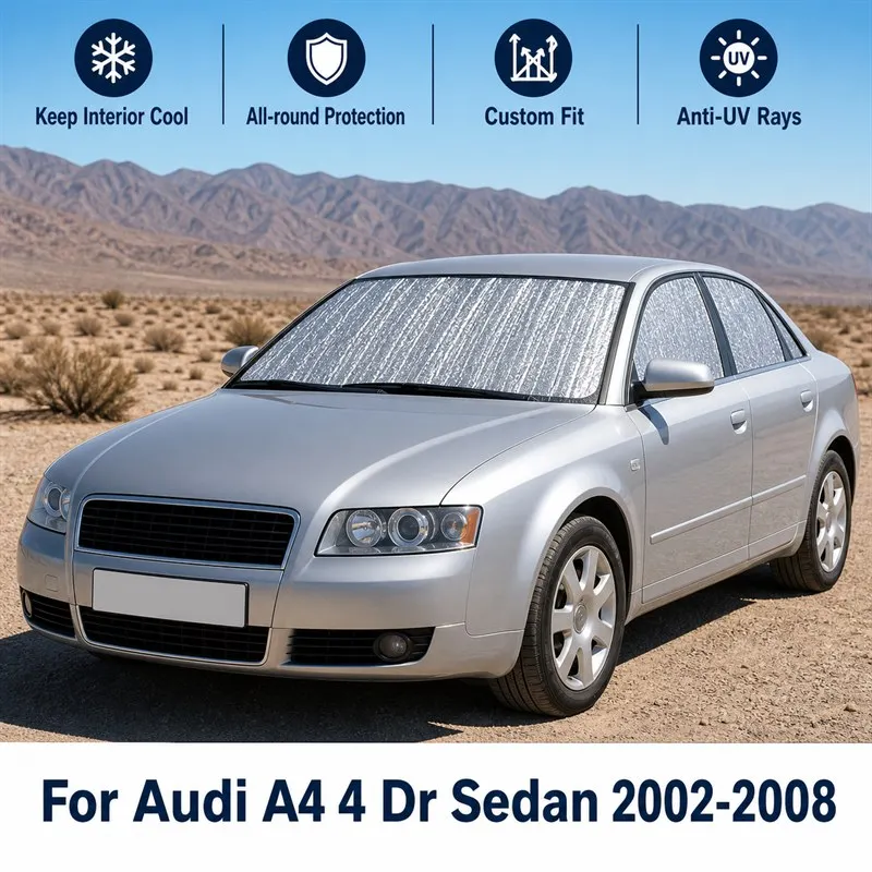 

For Audi A4 4 Dr Sedan 2002-2008 Full Set Car Window Sunshades UV Block Privacy Heat Insulated Foldable Car Curtain