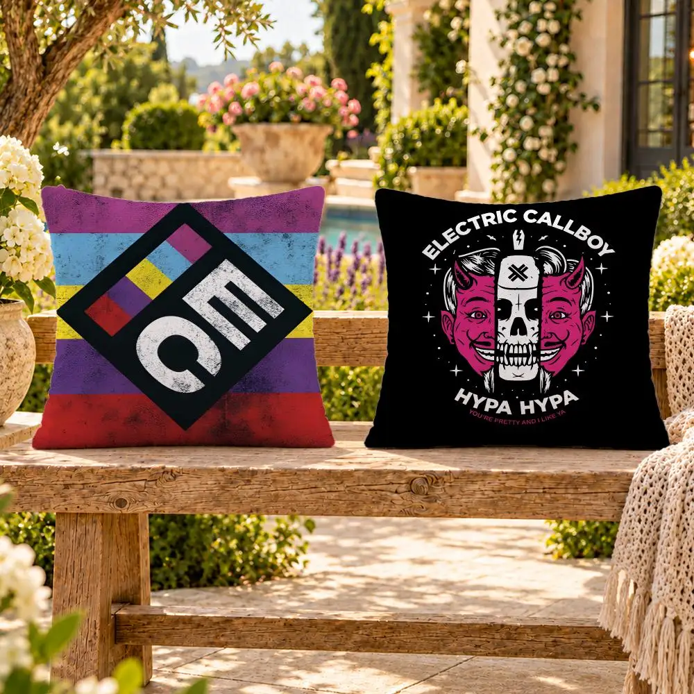 Band Electronic Metal Electric Callboy Cushion Cover Soft Plush Throw Pillow Cover Washable Sofa Bed Patio Chair Home Decor