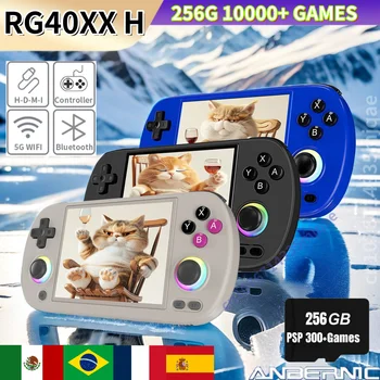 ANBERNIC RG40XX H Handheld Game Console Linux System Joystick RGB Lighting Effect 256G 300+ PSP Game Video Player Trimui Console