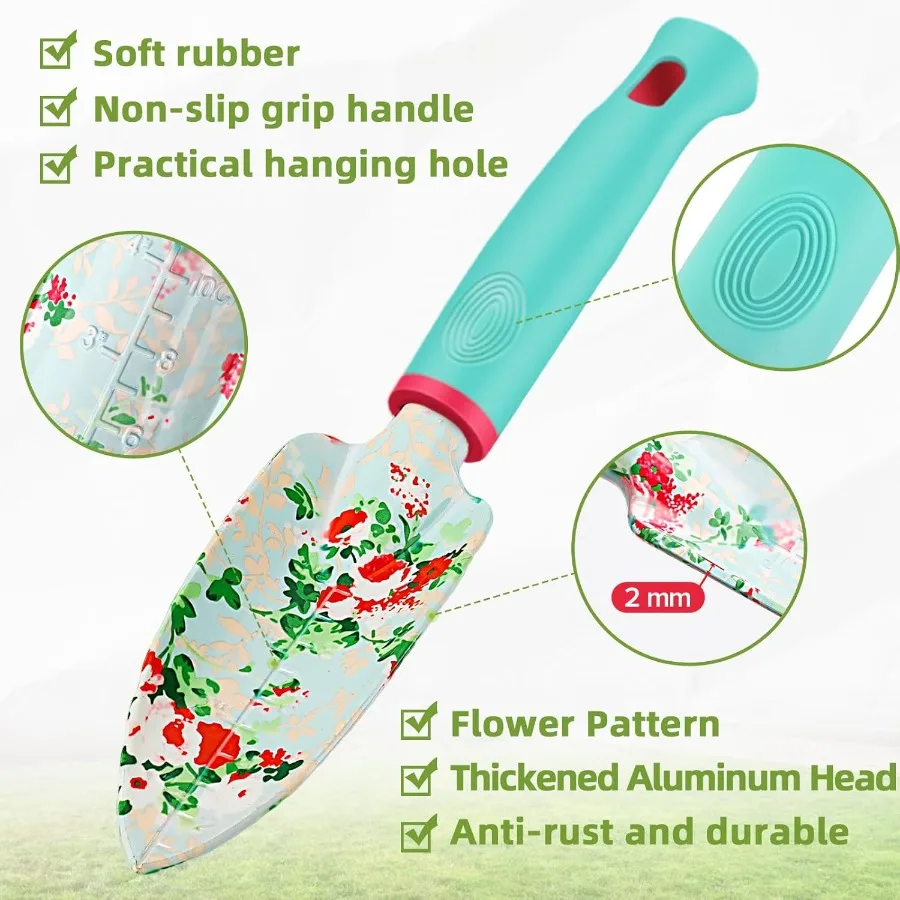 10 PCS Heavy Duty Garden Tools Set with Tote Bag Apron Gloves Kneeling Pad for Women and Men Includes Hand Trowel Rake Weeder P