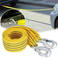 4M Heavy Duty 5Ton Car Tow Cable Towing Pull Rope Strap Hooks Van Road Recovery Car Rescue Tool