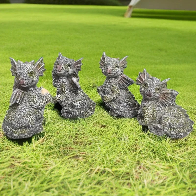 

New Garden Four Little Dragons Cartoon Creative Decorative Ornaments and Ornaments Outdoor Courtyard Resin Craft Ornaments