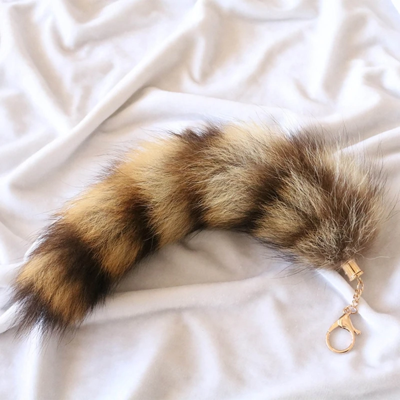 Long Racoon Tail Furs Keychain Exaggerated Handbag Pendant Keys Holder Car Keyring Backpack Decor Bag Charm Jewelry