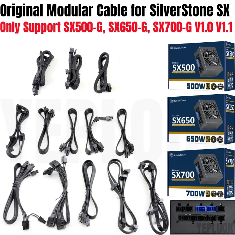 

Modular Cable for SilverStone SX-500G, SX-650G, SX700-G SFX GOLD Modular Power, PCIe 8Pin 6+2Pin, CPU 4+4Pin, SATA, Molex IDE