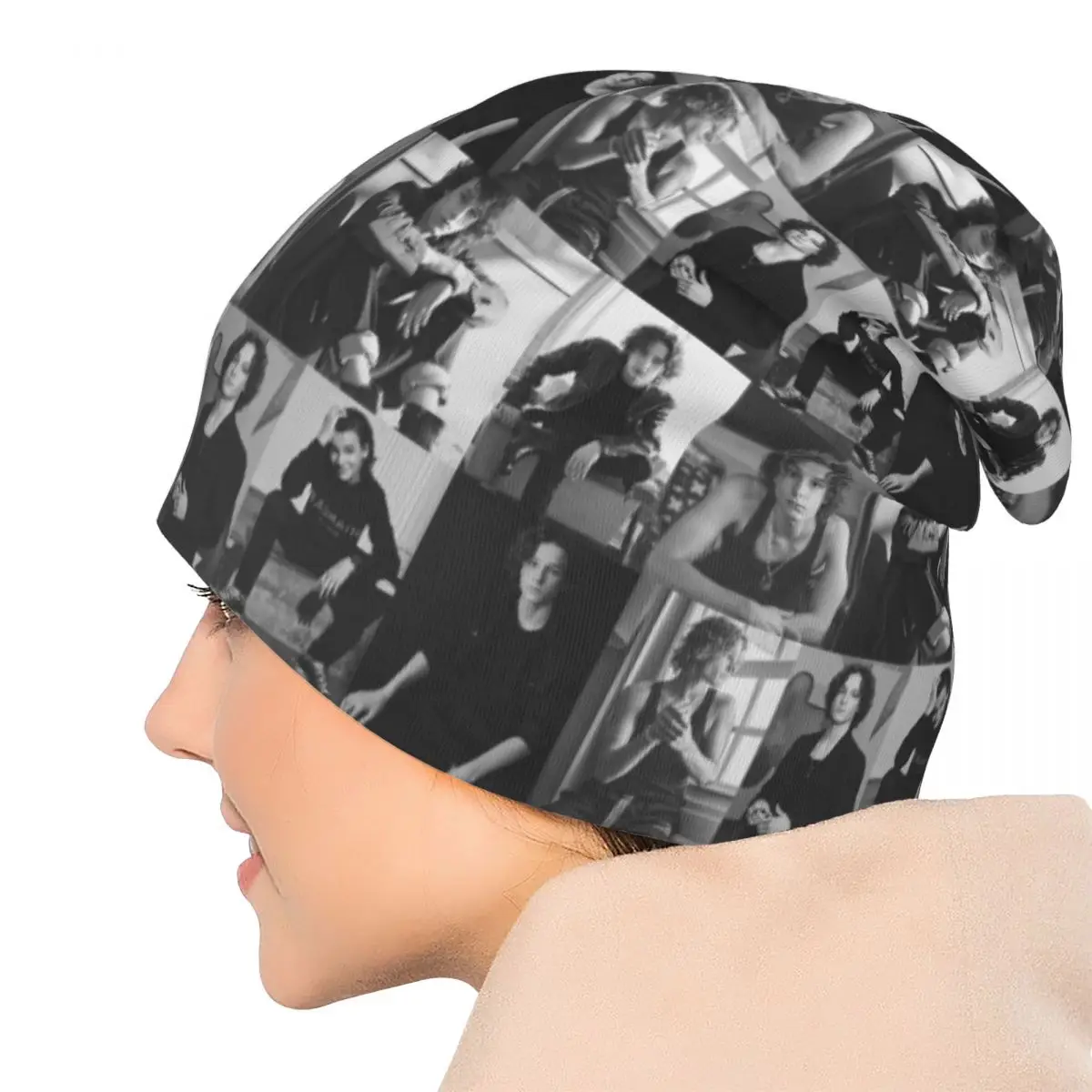 أبيض وأسود ميسون لهم الكولاج Skullies قبعة حريمي دافئة الخريف الشتاء في الهواء الطلق قبعة محبوك بونيه قبعات الرجال النساء الكبار