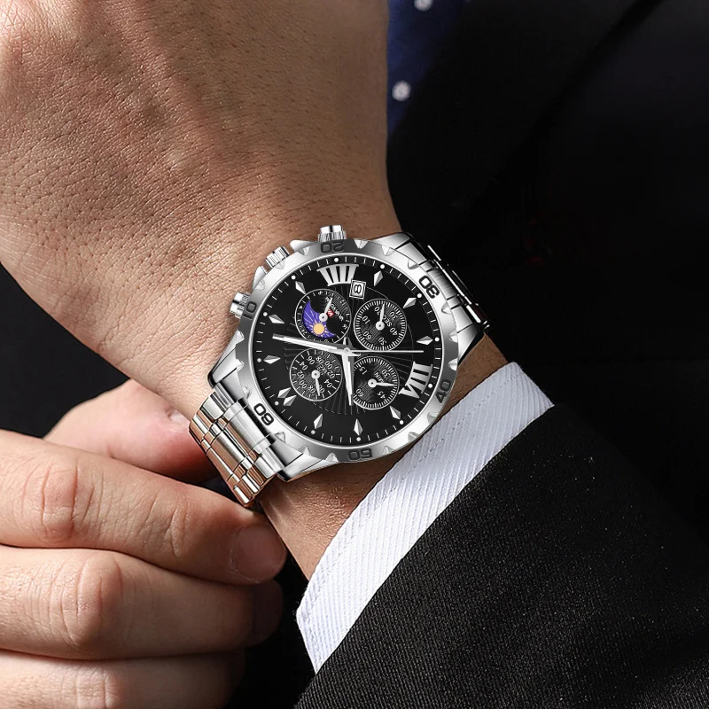 Reloj Popular de marca transfronteriza para hombre, diseño de moda resistente al agua con calendario, reloj de negocios a la moda, novedad de 2024