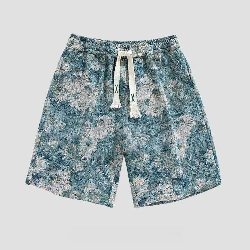 

New 2026 Men's Ice Silk Four-Quarter Short Shorts Casual Beachwear Quick-Drying Breathable Printed Design City Walk Shorts