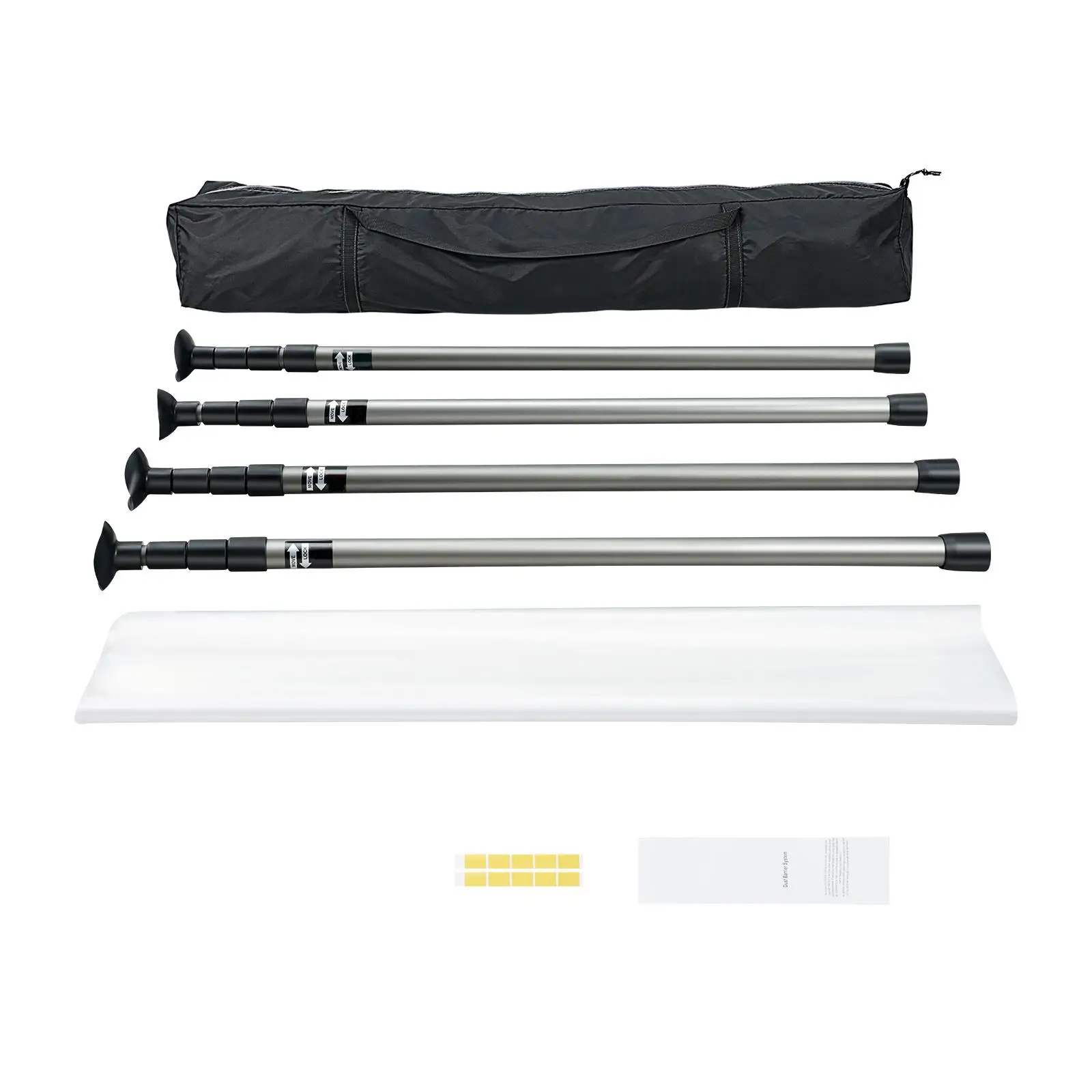 Dust Barrier Poles Carry Bag 10 Ft 4 Telescoping Poles with 32.8x13.12 Ft Plastic Film for interior Decoration and Painting Projects