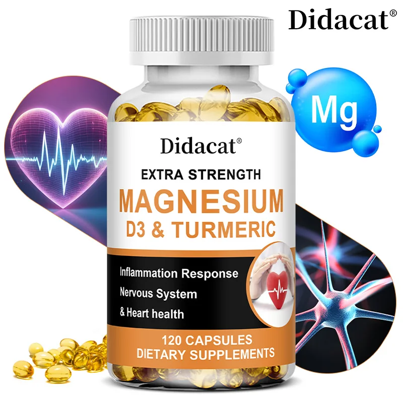 Calcium Magnesium Vitamin D3 & Turmeric Capsules, Multi-Nutrient Herbal for Bone, Muscle & Daily Whole-Body Nutritional Support