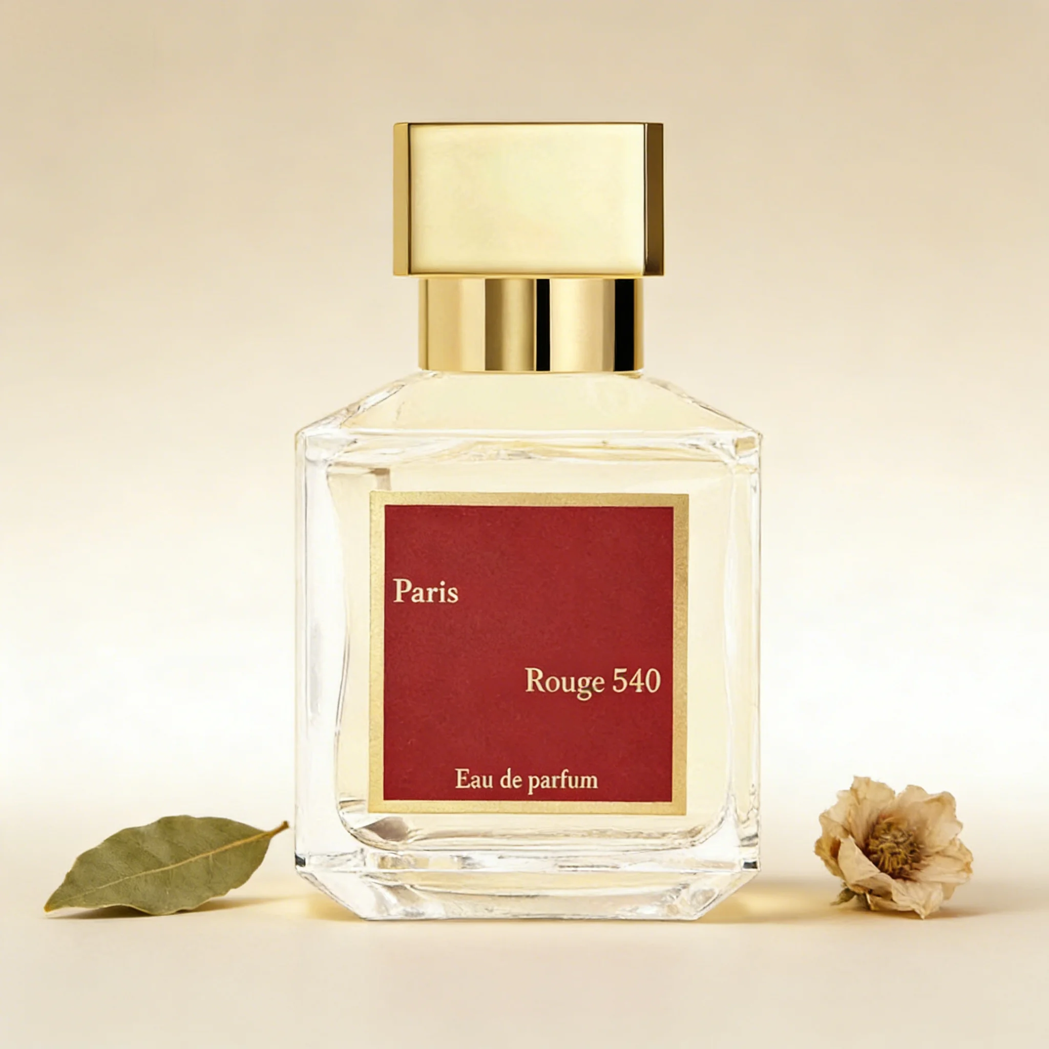 

Rouge 540 Premium EDP: Classic Clear Bottle with Gold Cap, Sophisticated Scent for All