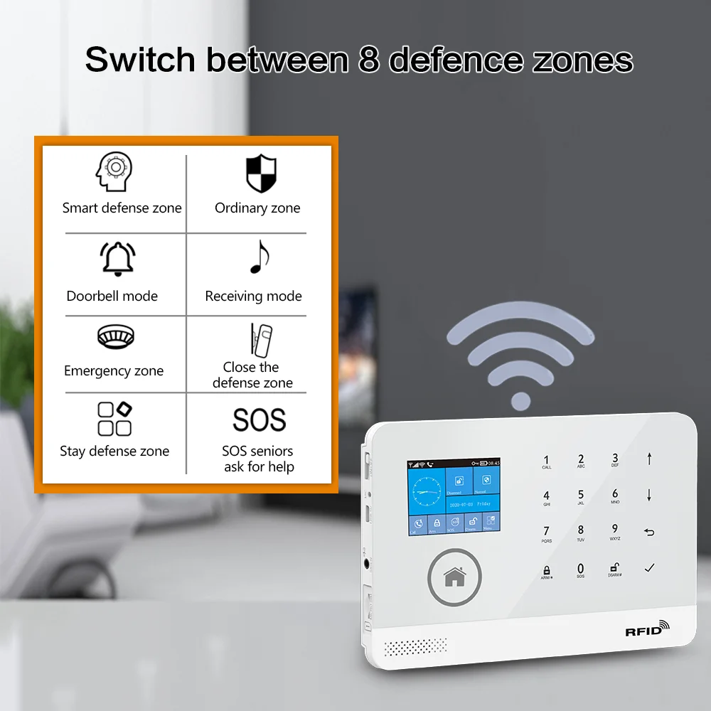 TYSH 433mhz Wifi GSM+GPRS+WiFi Alarm Wireless Smart House App Control Tuya Gsm Sos Home Security Alarm System