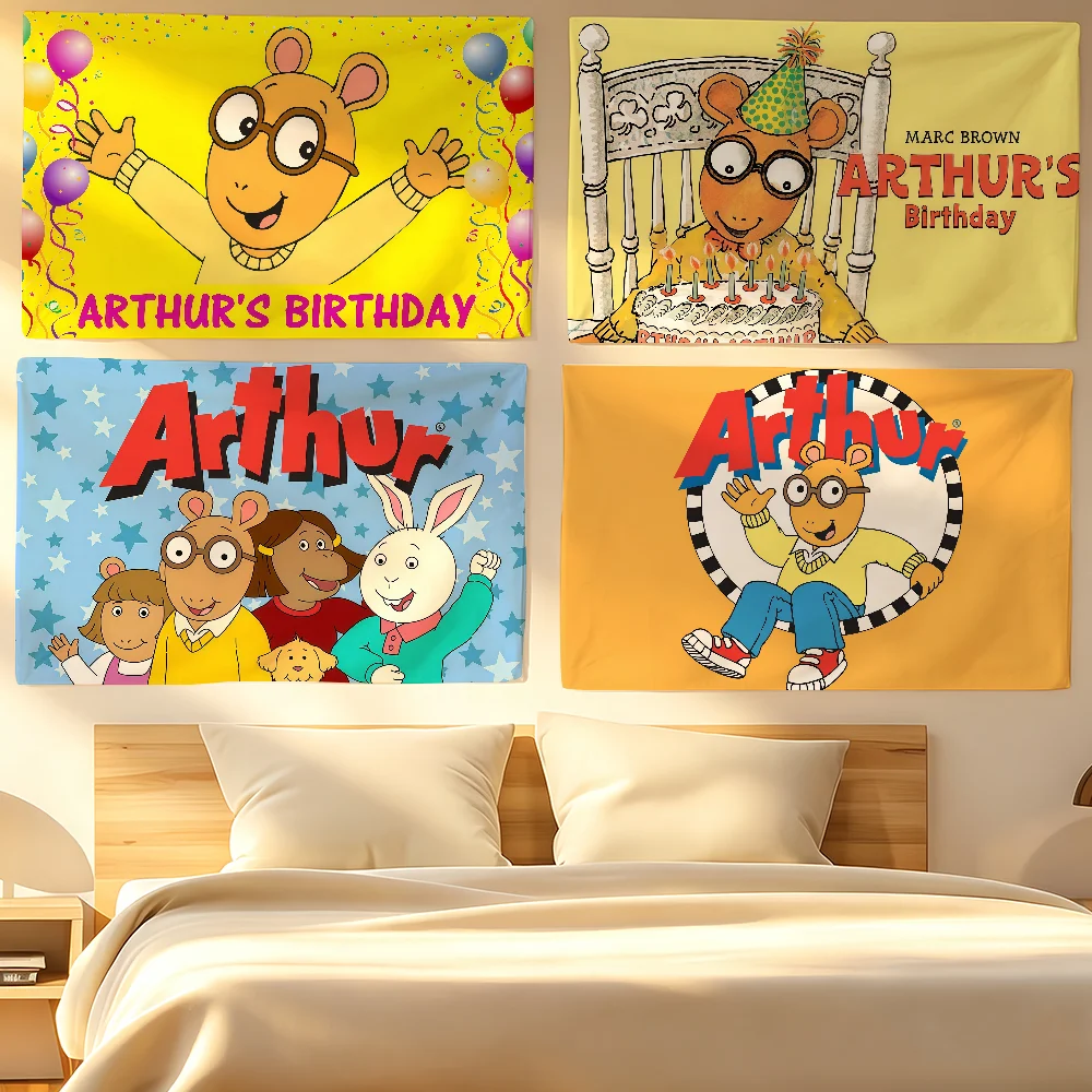 Cartoon A-Arthur Flag For Sports Matches  Games Parade Rally Holiday Festival Backyard Balcony Club Bar Decor